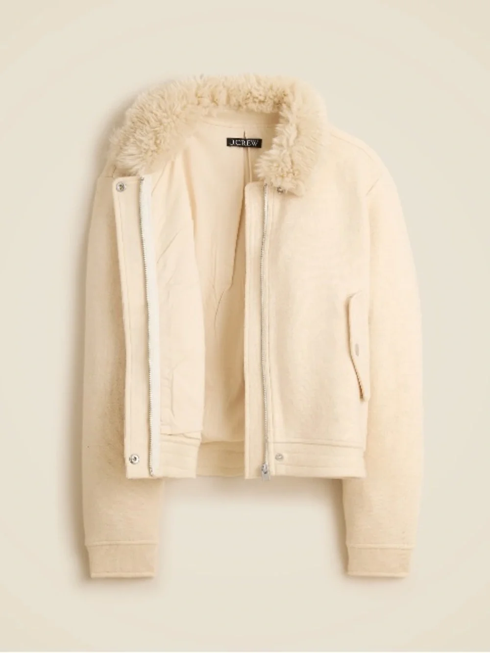 J.Crew Wool-blend flight jacket with faux-fur collar CQ056
